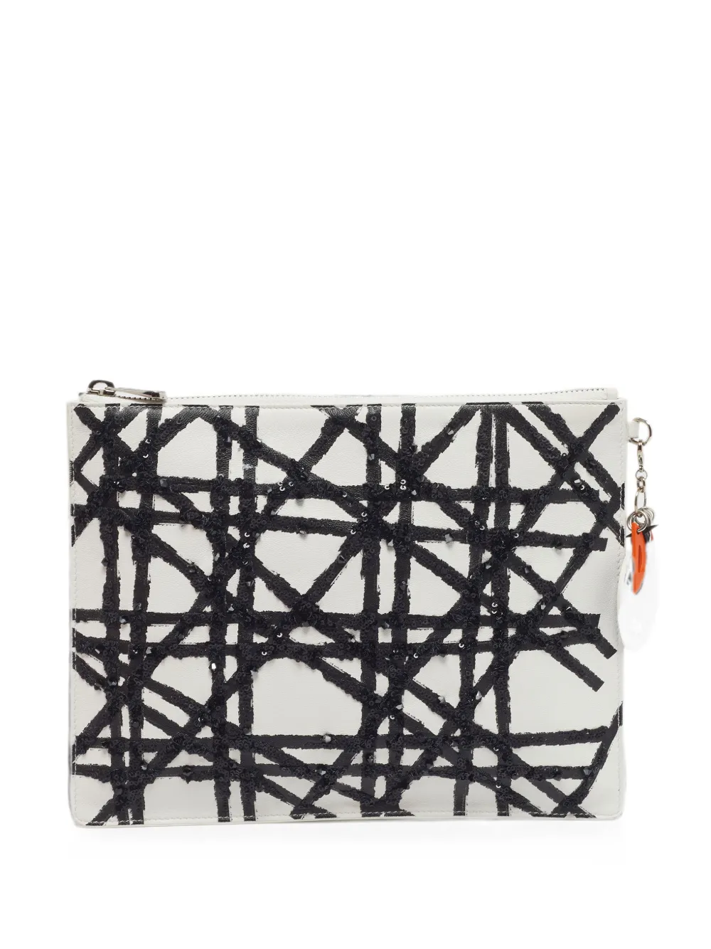 Pre-owned Dior X Daniel Gordon 2016 Zip Art Cannage Clutch Bag In White