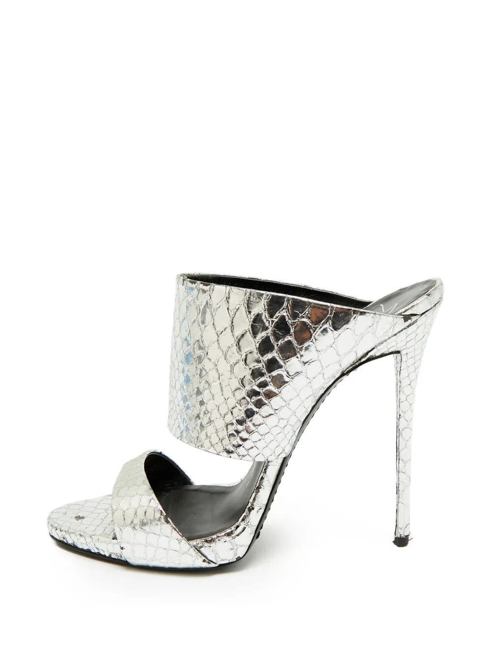 Giuseppe Zanotti Vintage Andrea python-embossed sandals - Argento