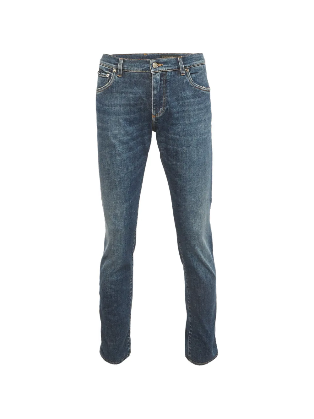 Dolce & Gabbana Pre-Owned Jeans slim con effetto schiarito - Blu