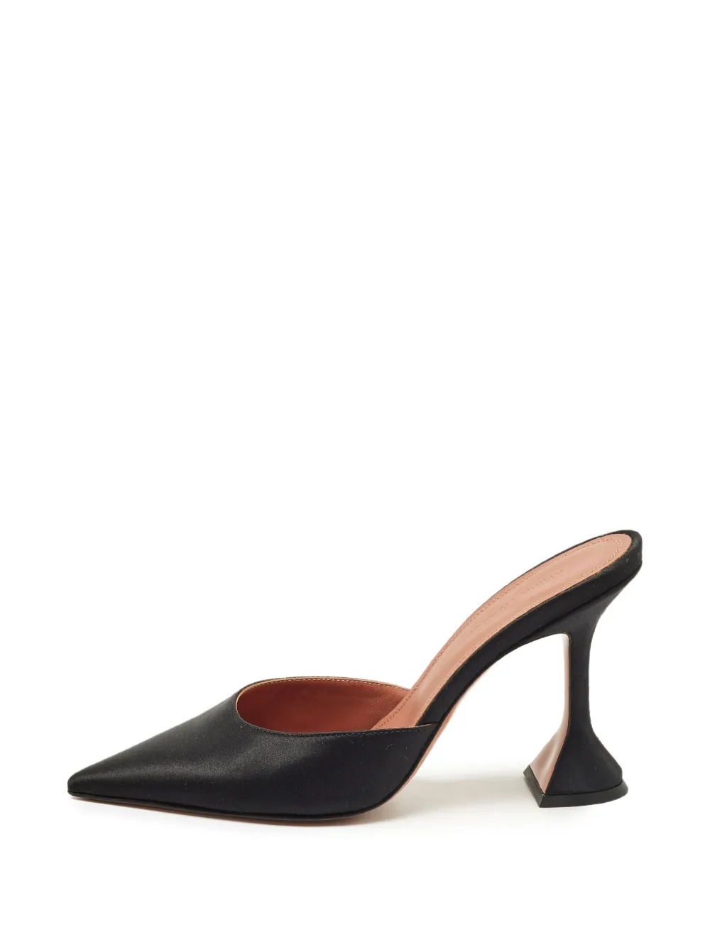 Amina Muaddi Fiona satin heeled mules - Nero