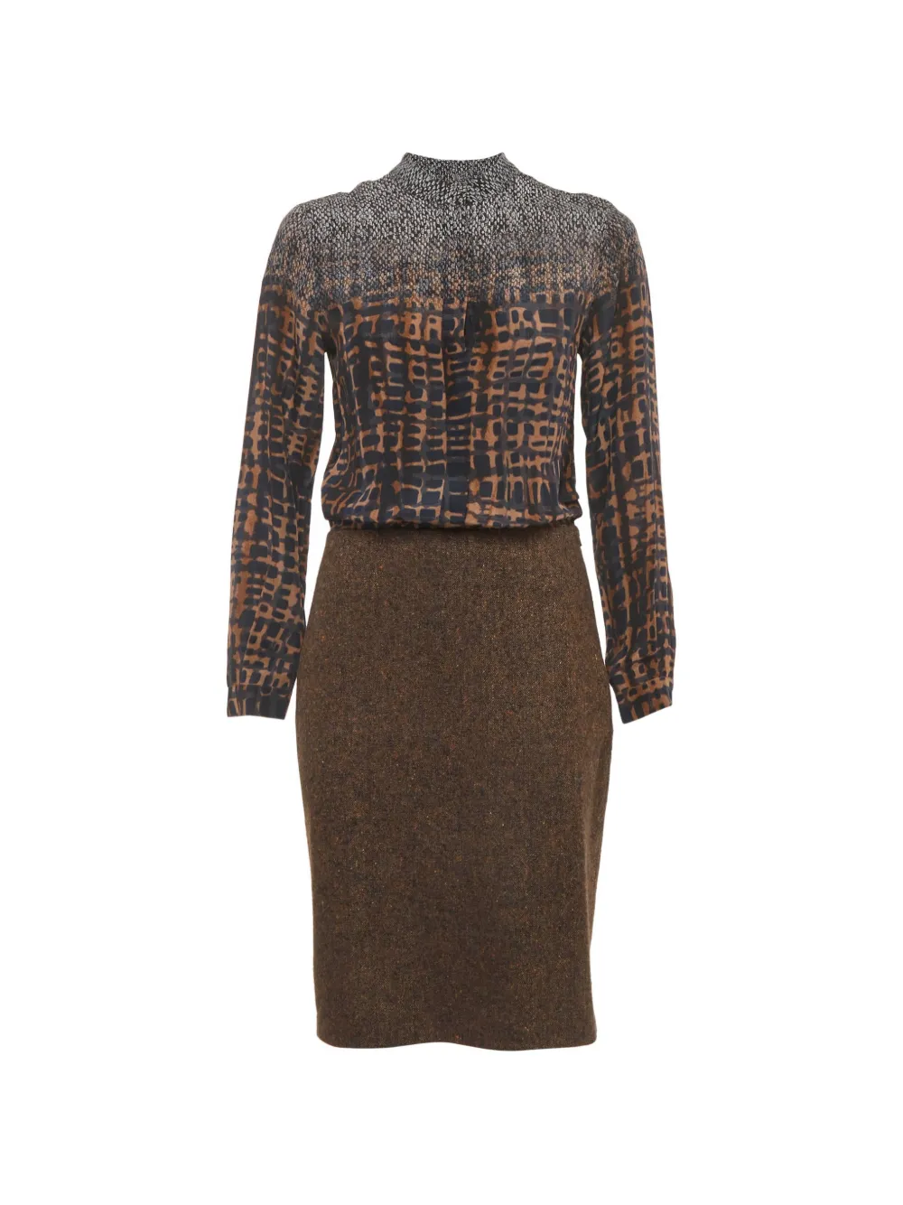 Max Mara Abito in tweed con stampa astratta - Marrone