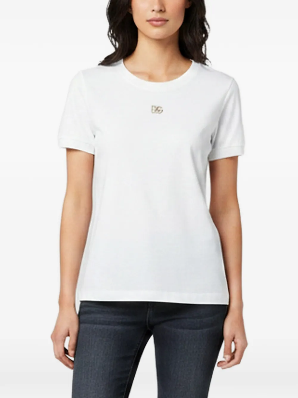 Dolce & Gabbana Pre-Owned DG crystal-logo T-shirt - Bianco