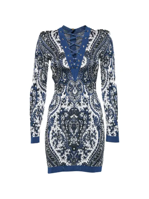 Balmain Pre-Owned paisley-print lace-up mini dress