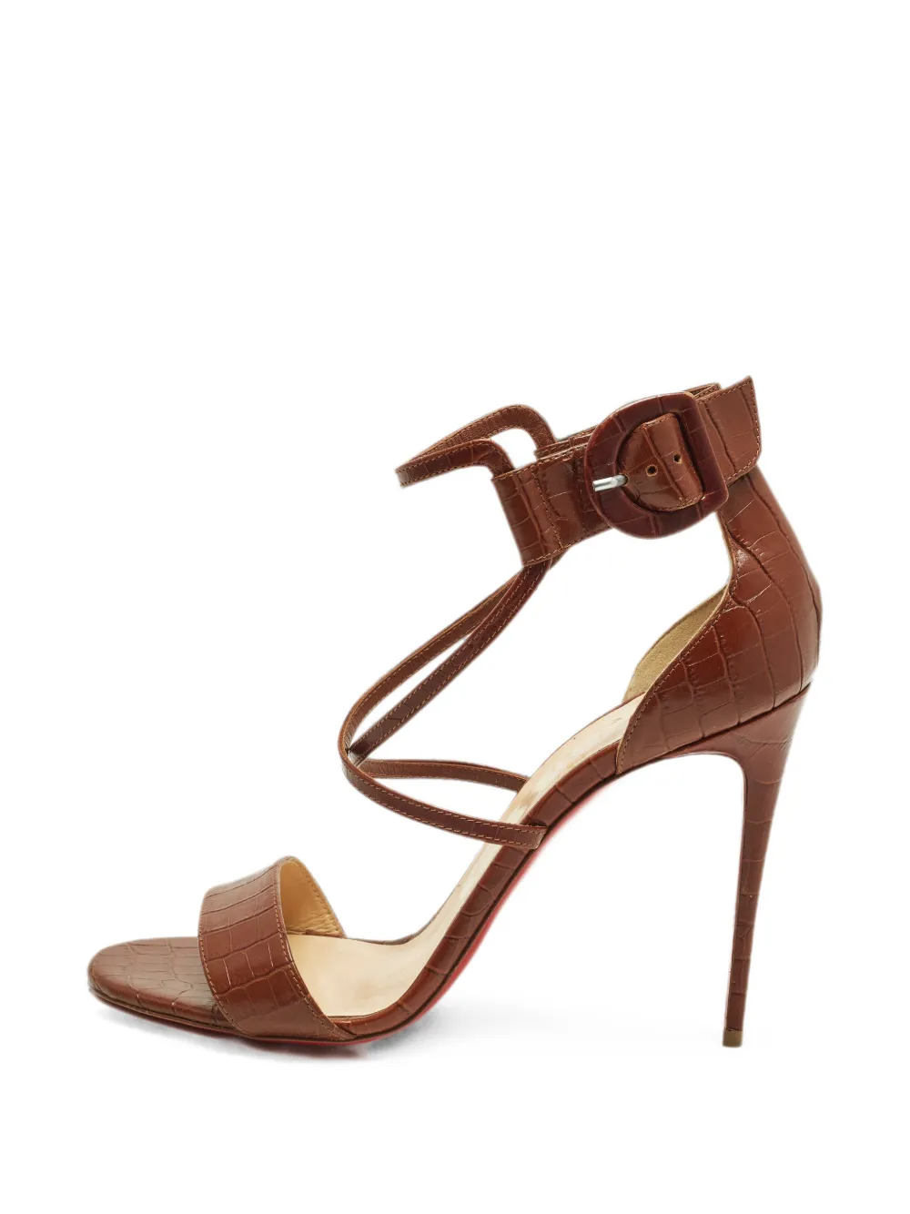 Christian Louboutin Pre-Owned Choca croc-embossed heeled sandals - Braun