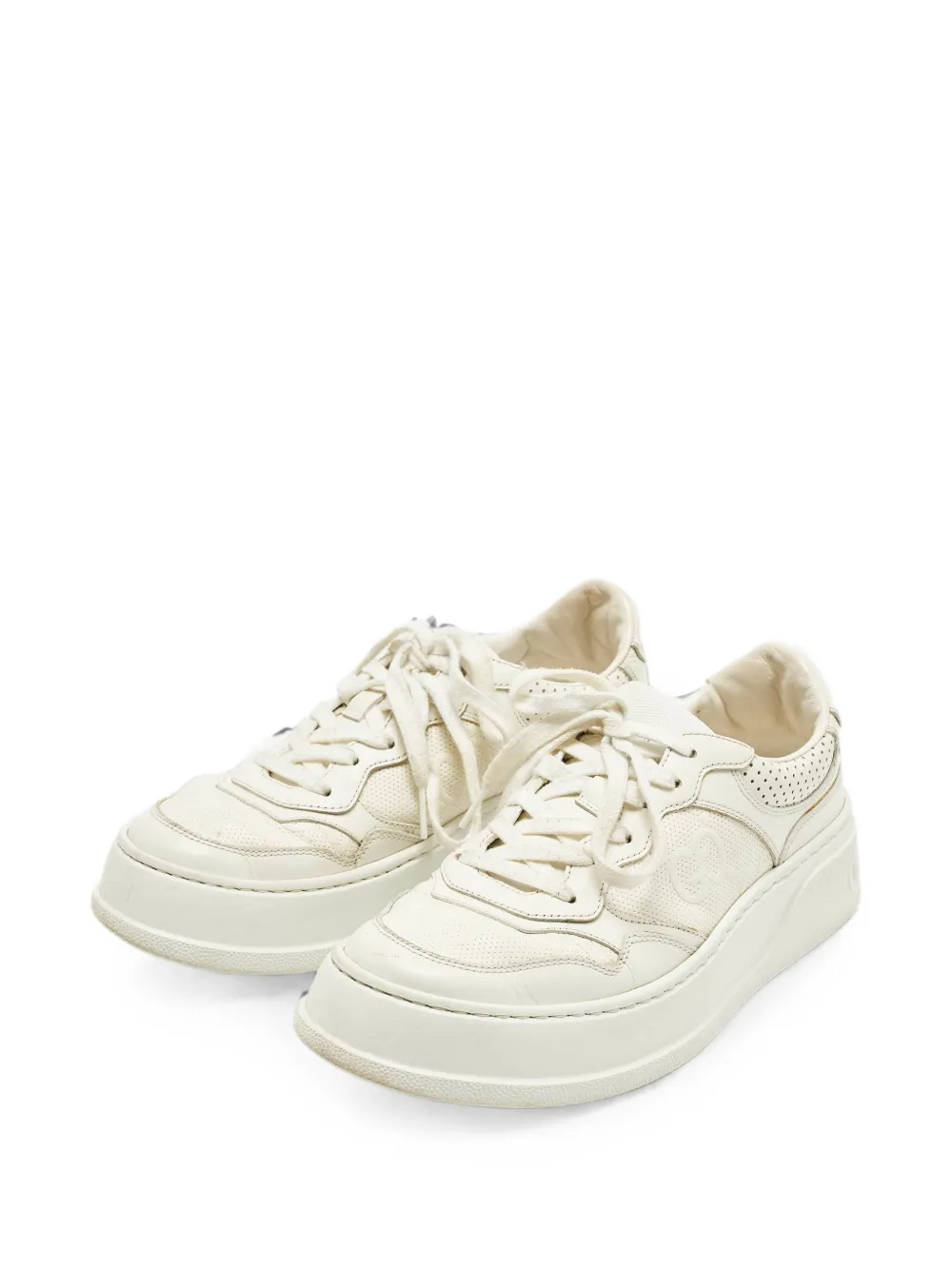 Pre-owned Gucci Gg Platform Sneakers In Neutral