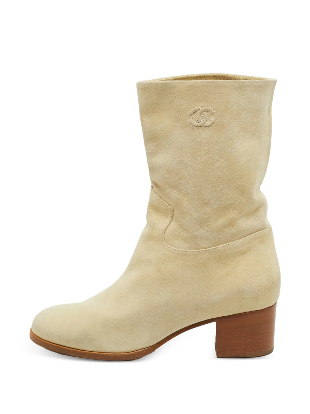 CHANEL Pre-Owned CC suede ankle boots - Nude