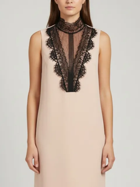 Lanvin Pre-Owned lace-trim sleeveless midi dress