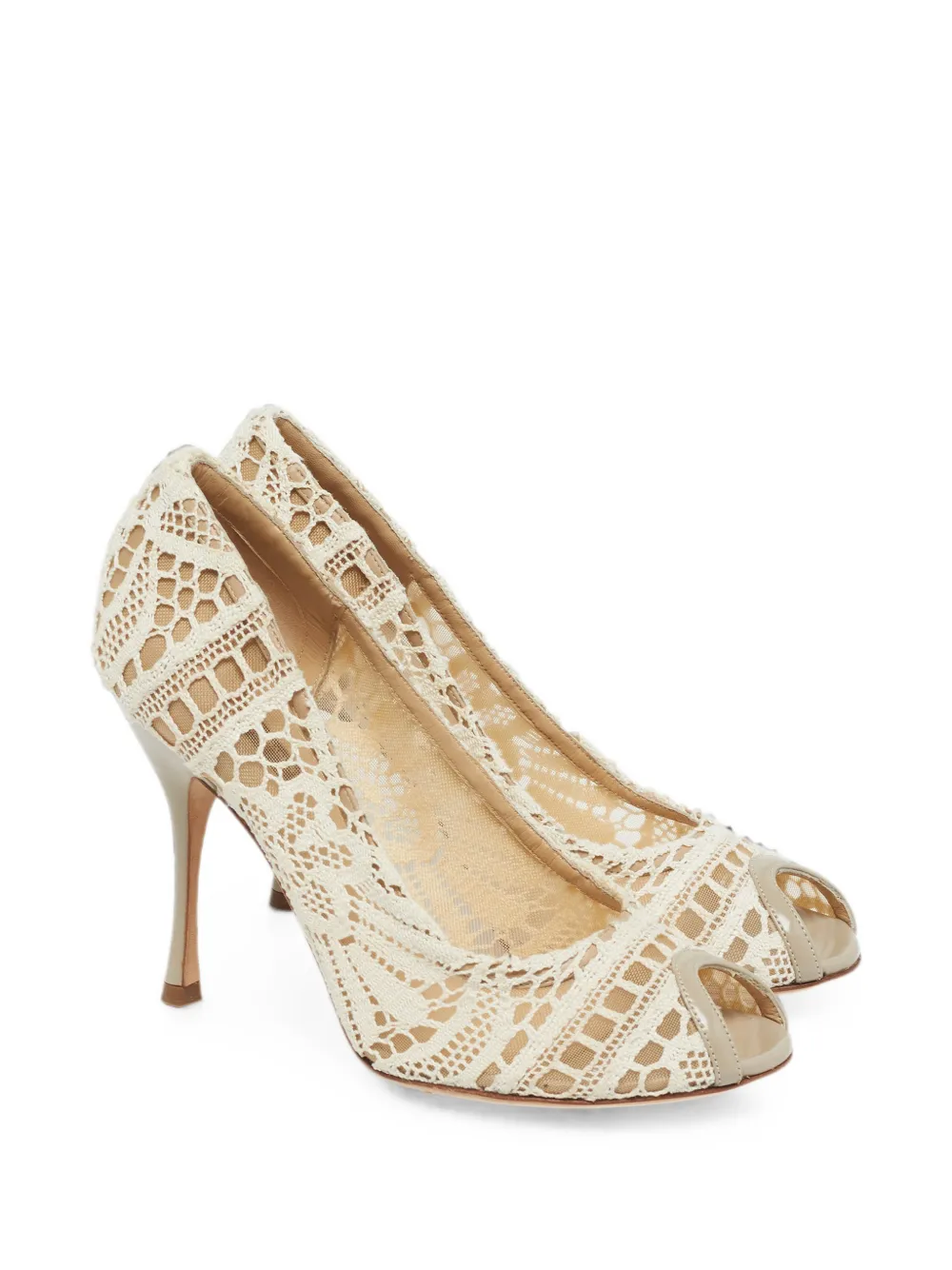 Dolce & Gabbana Pre-Owned lace peep-toe pumps - Bianco