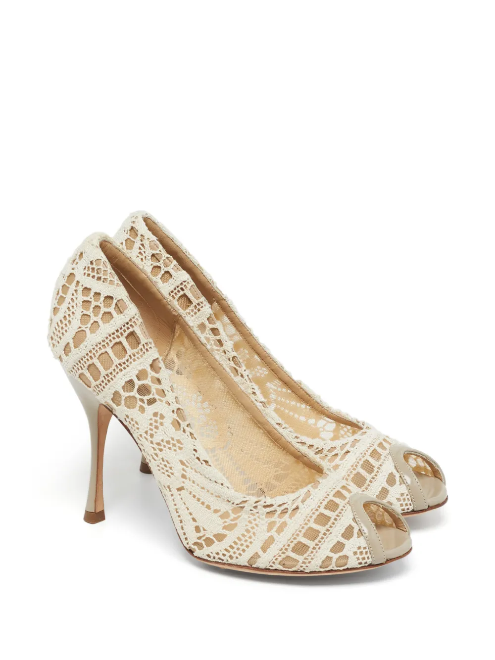 Dolce & Gabbana Pre-Owned lace peep-toe pumps - Bianco