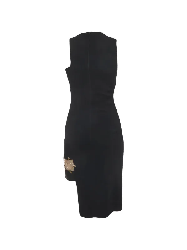 versace mini black dress Pre-Owned embellished-sleeveless | The sleeveless design is