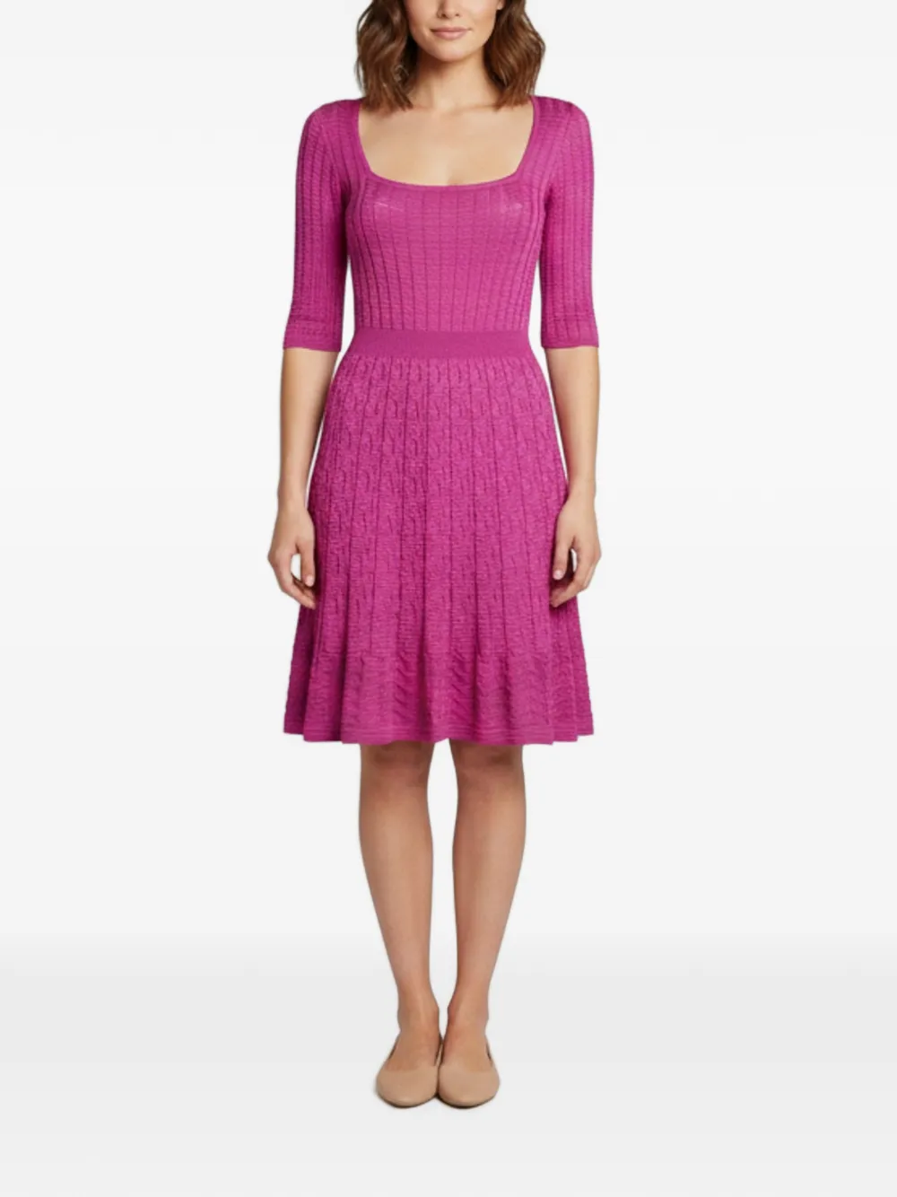 Missoni Pre-Owned ribbed-knit flared mid-length dress - Rosa