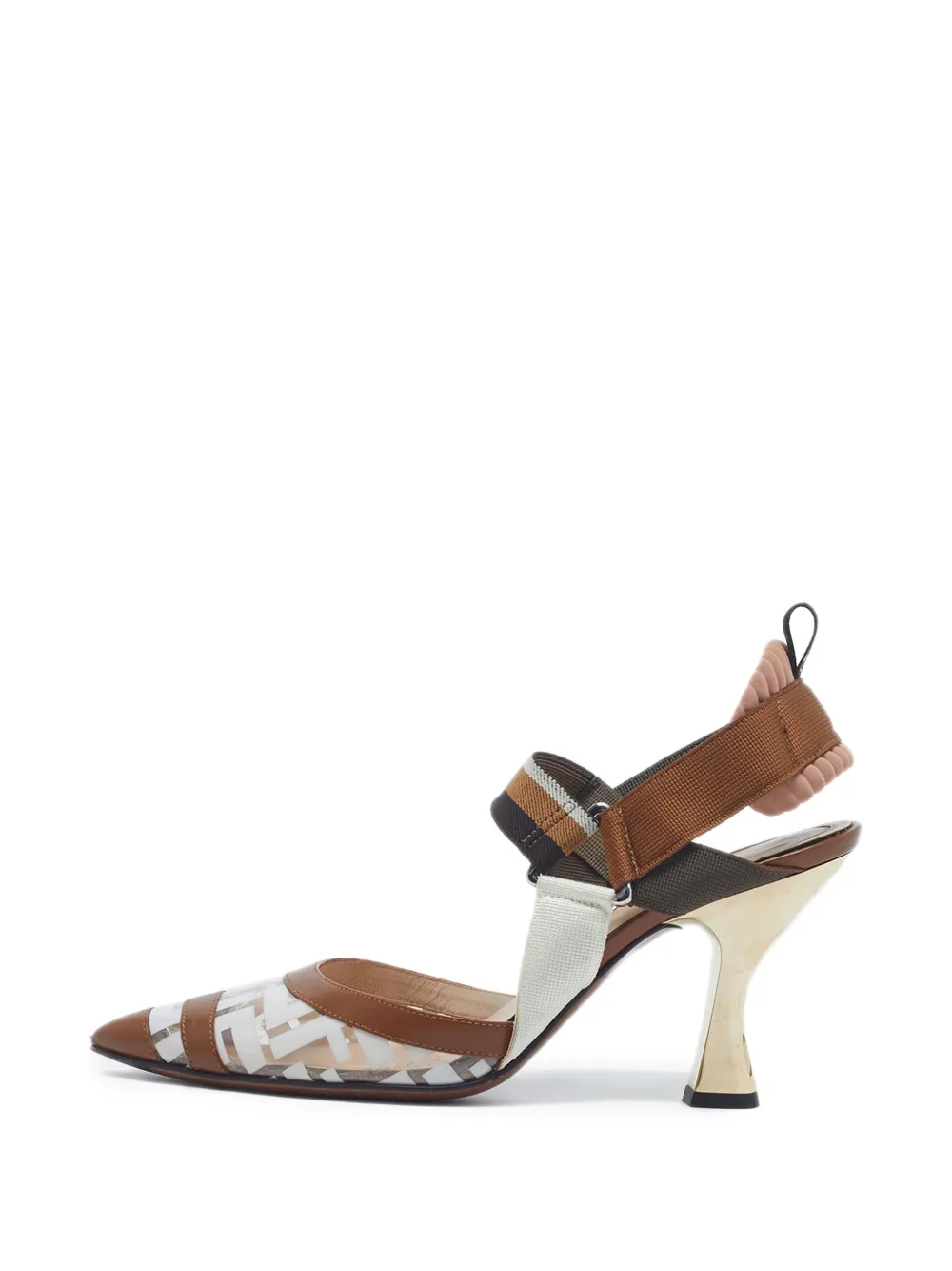 Fendi Pre-Owned Colibri logo-pattern slingback pumps - Bianco