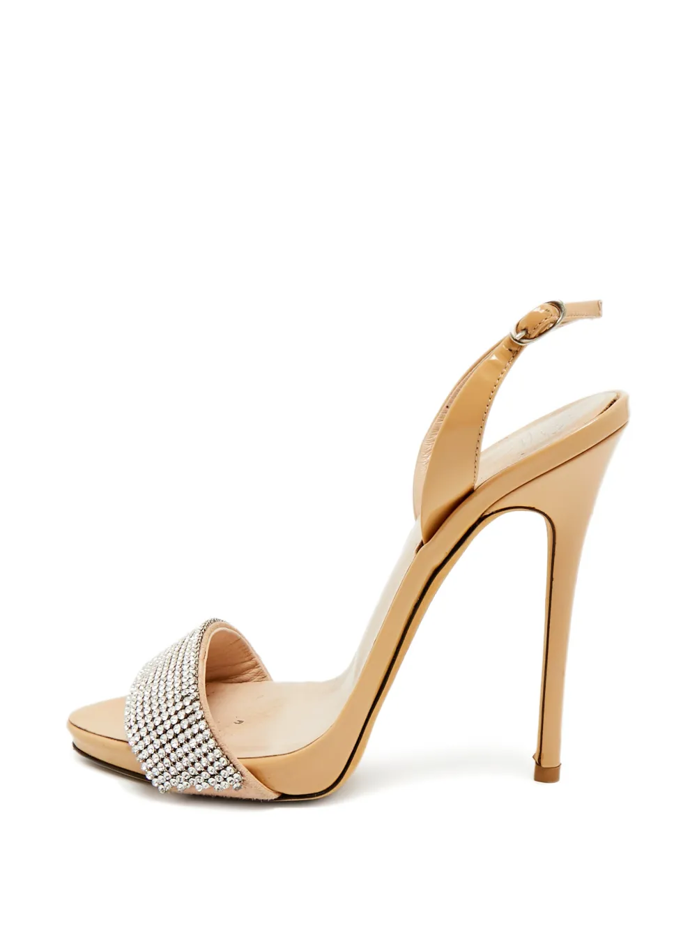 Giuseppe Zanotti Vintage crystal-embellished slingback heeled sandals - Nude