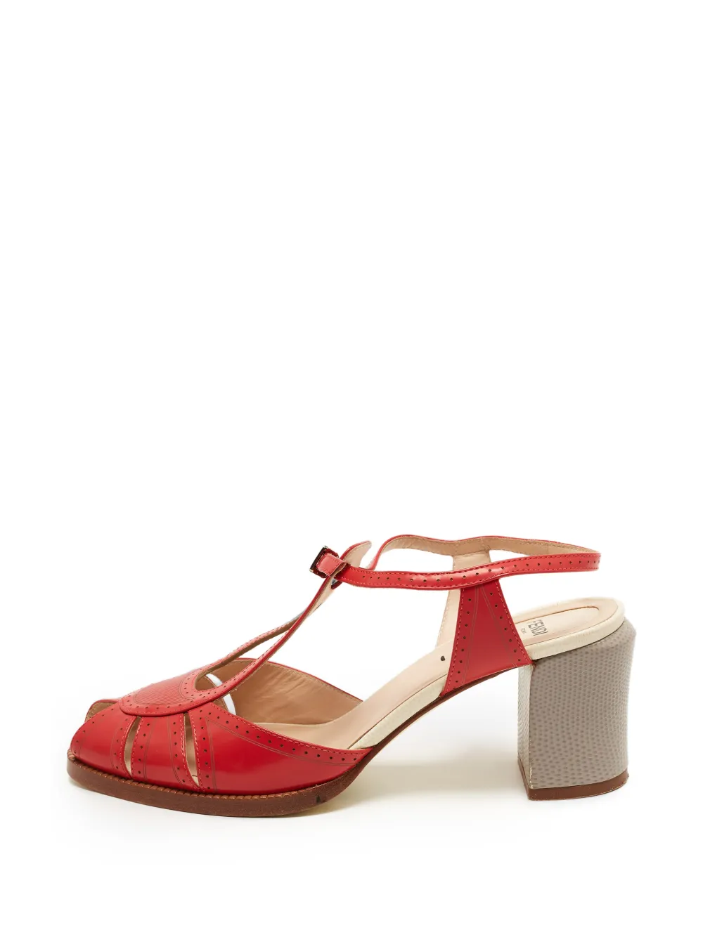 Fendi Pre-Owned Chameleon lizard-embossed sandals - Rosso