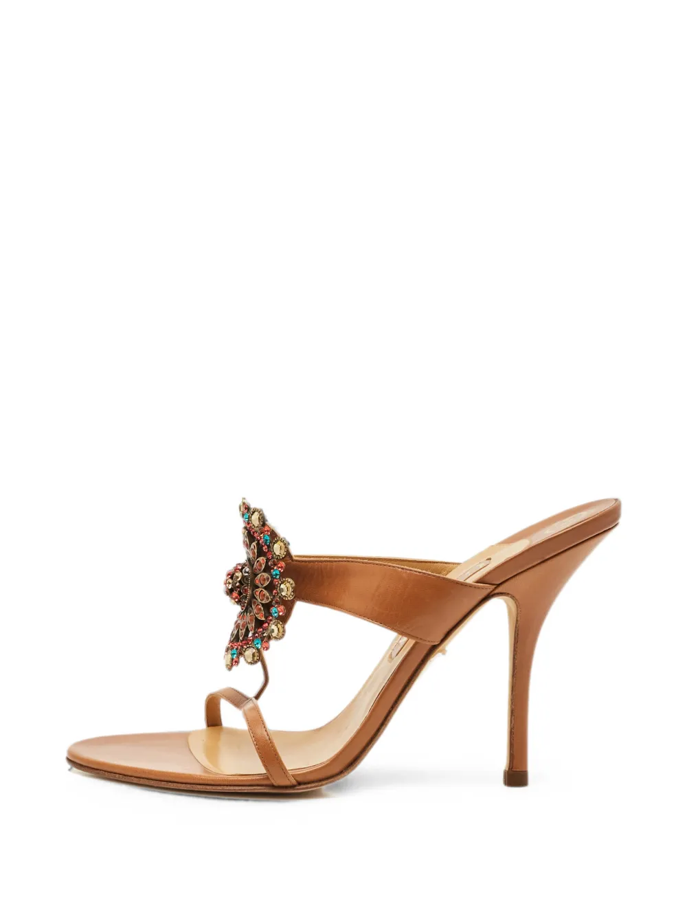 Gina crystal-embellished leather heeled sandals - Nude