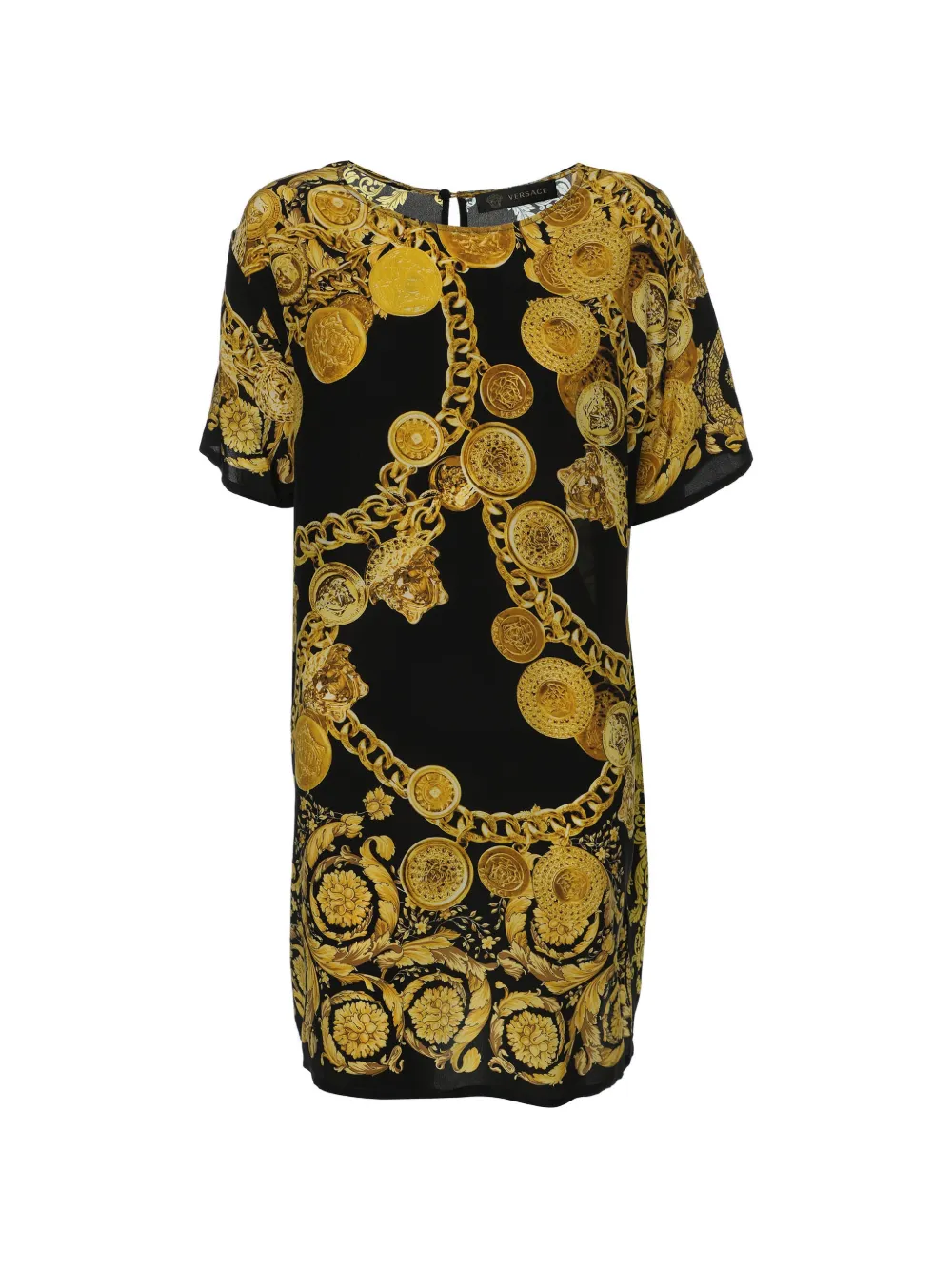 Pre-owned Versace Baroque Chain-print Top In Black