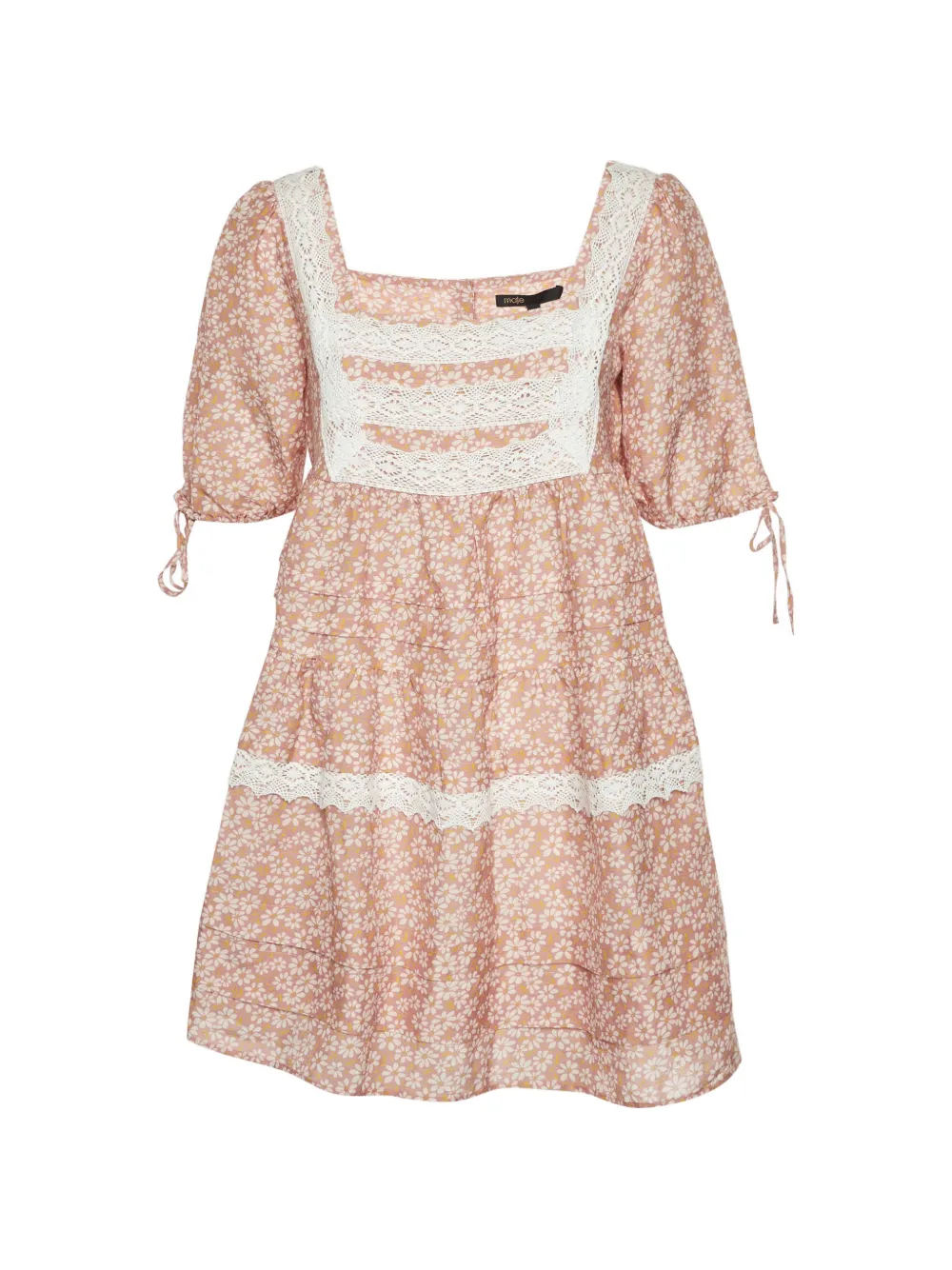 Maje Abito corto a fiori con pizzo - Rosa