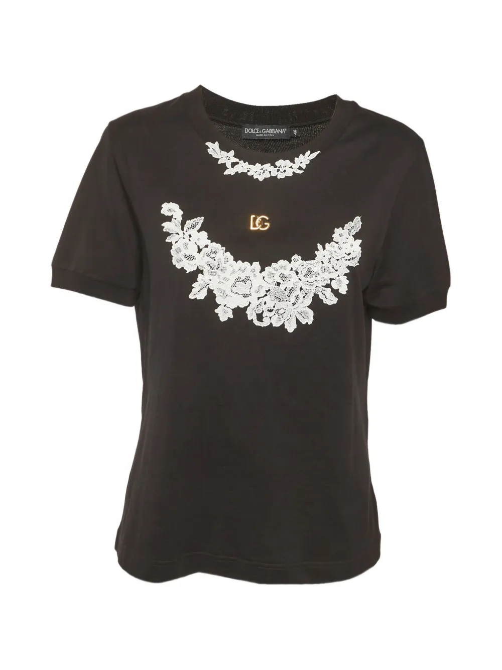 Dolce & Gabbana Pre-Owned lace-appliqué T-shirt - Nero