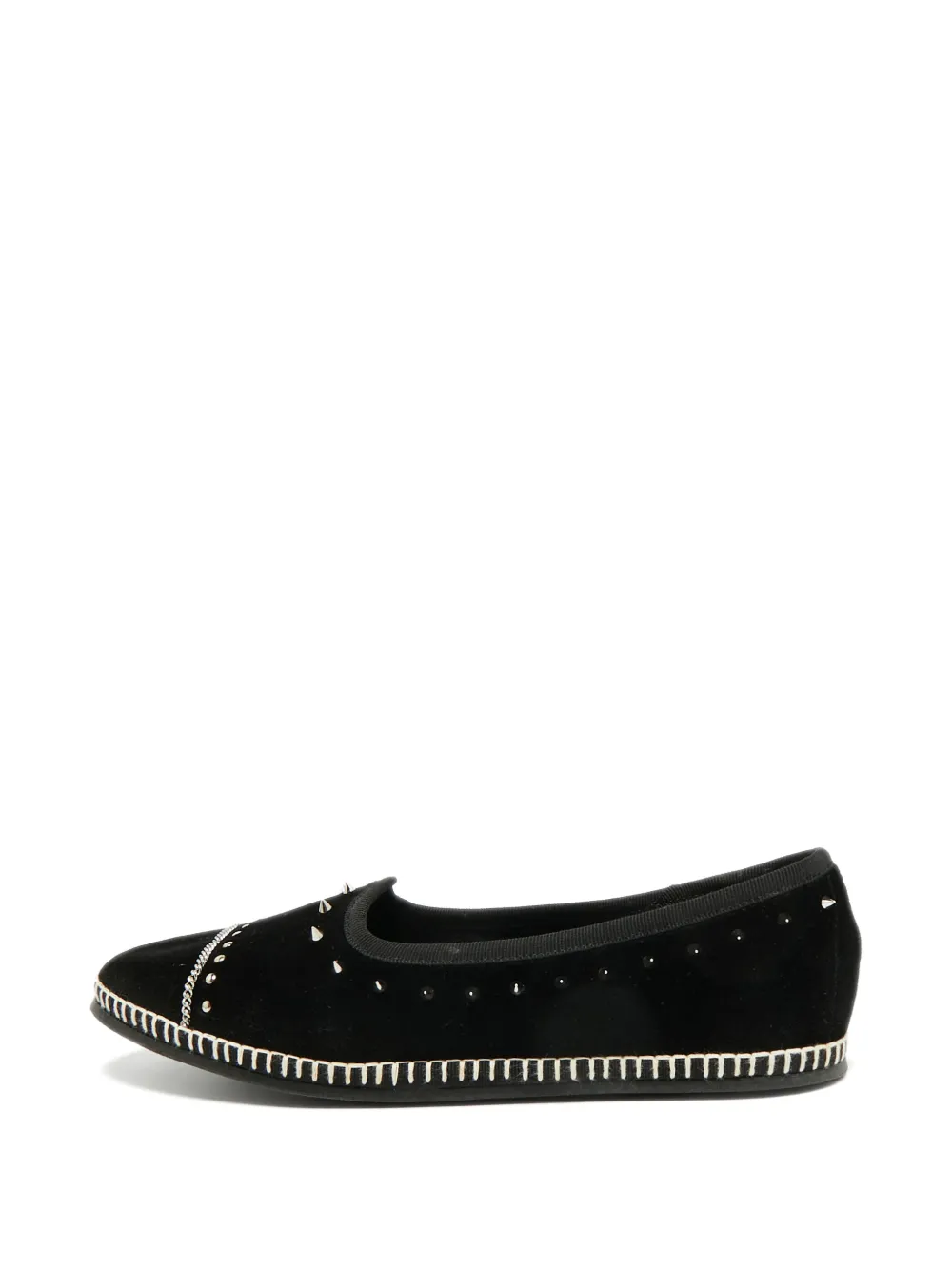 Giuseppe Zanotti Vintage Otium studded velvet ballet flats - Nero