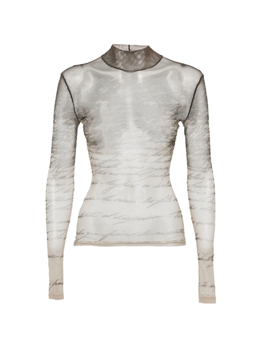 Balmain Pre-Owned Love Letter-print sheer top - Nude