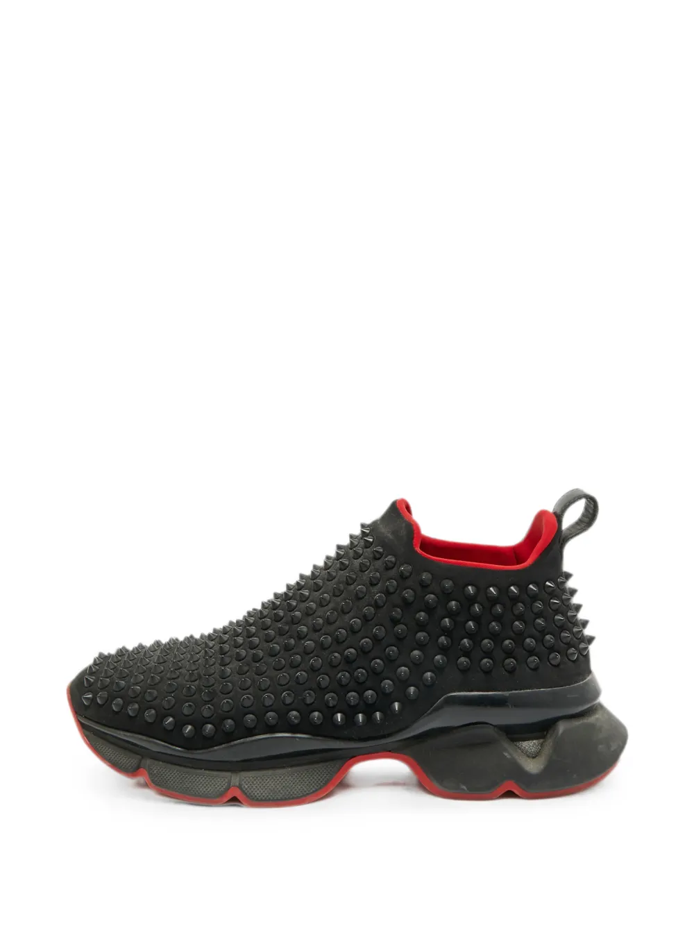 Pre-owned Christian Louboutin Spike Slip-on Sneakers In Black