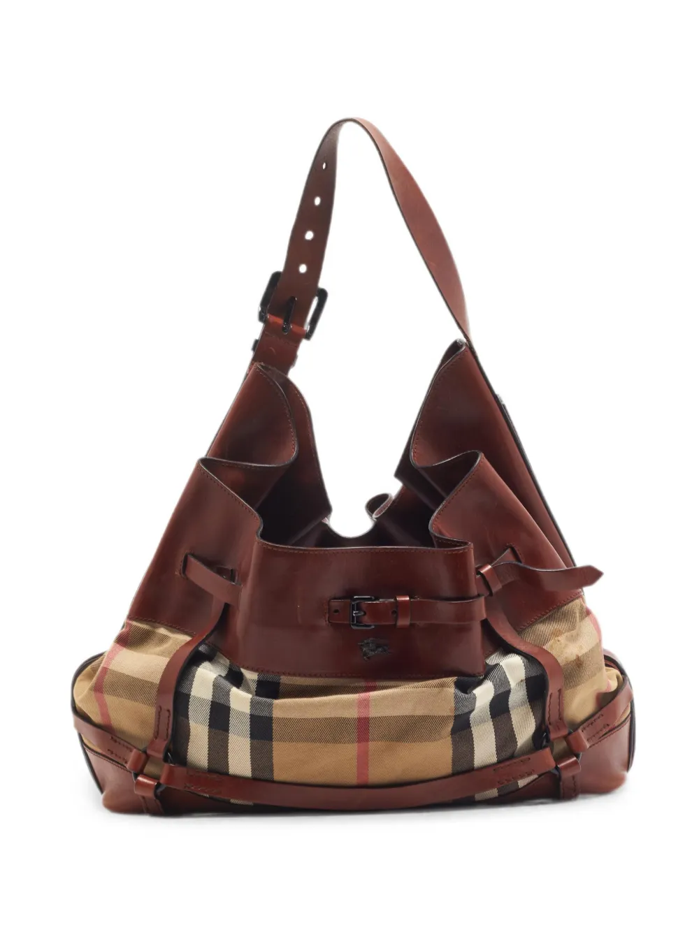 Burberry Pre-Owned House Check Bridle shoulder bag - Marrone