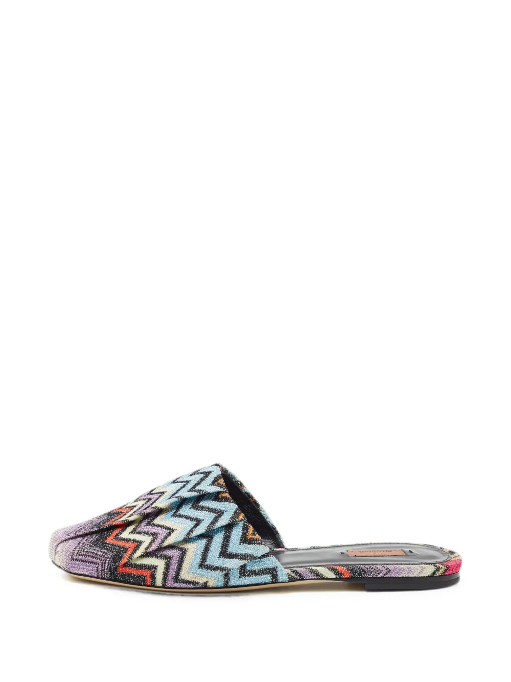 Pre-owned Missoni Geometric-weave Flat Mules In Blue