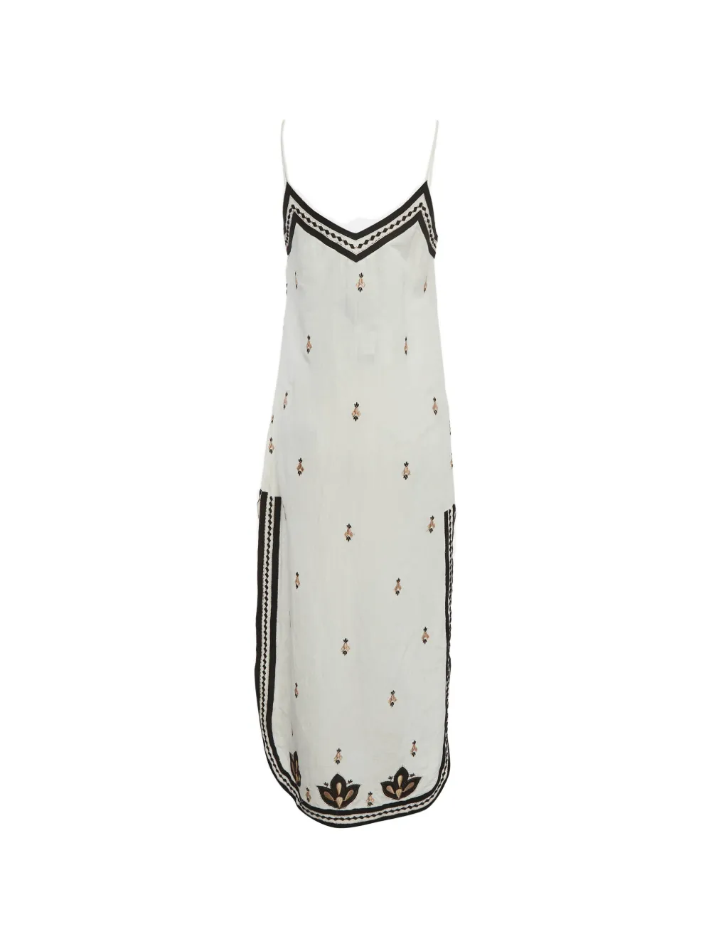 424 embroidered slit midi dress - Toni neutri