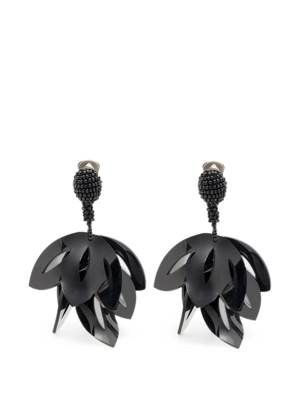 Oscar de la Renta Pre-Owned beaded clip-on earrings - Grigio