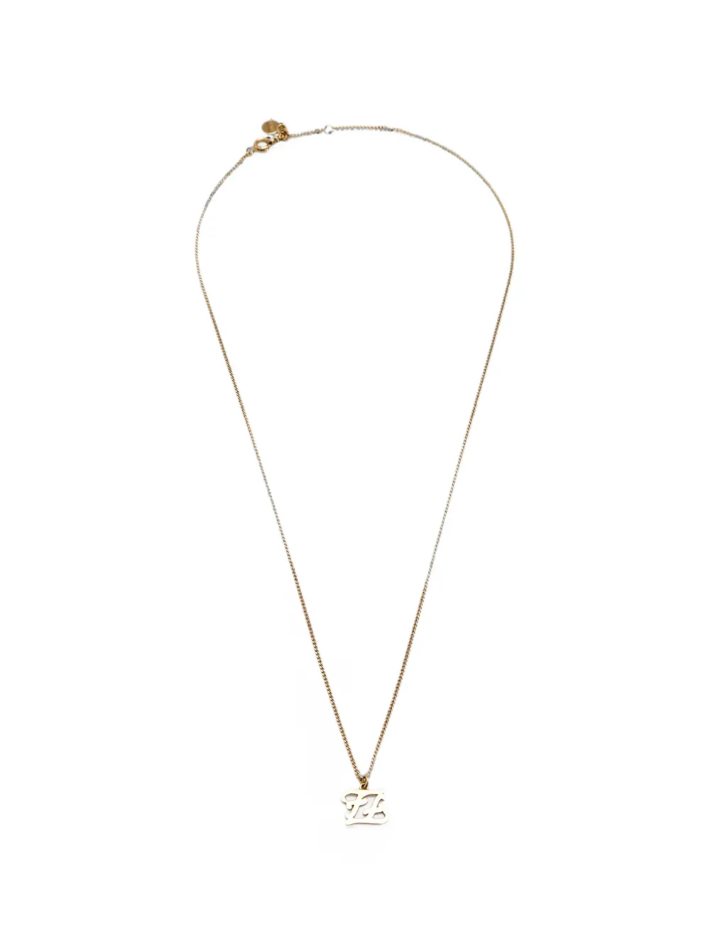 Pre-owned Fendi Karligraphy Pendant Necklace In Gold