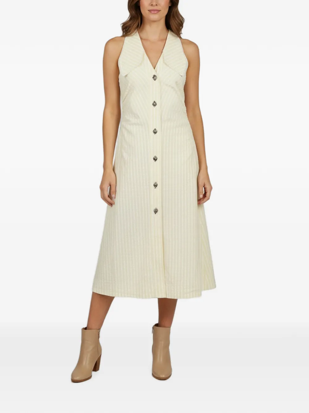 GANNI sleeveless midi dress - Yellow
