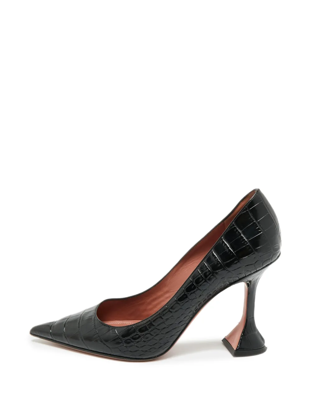 Amina Muaddi Pumps Ami con effetto coccodrillo - Nero