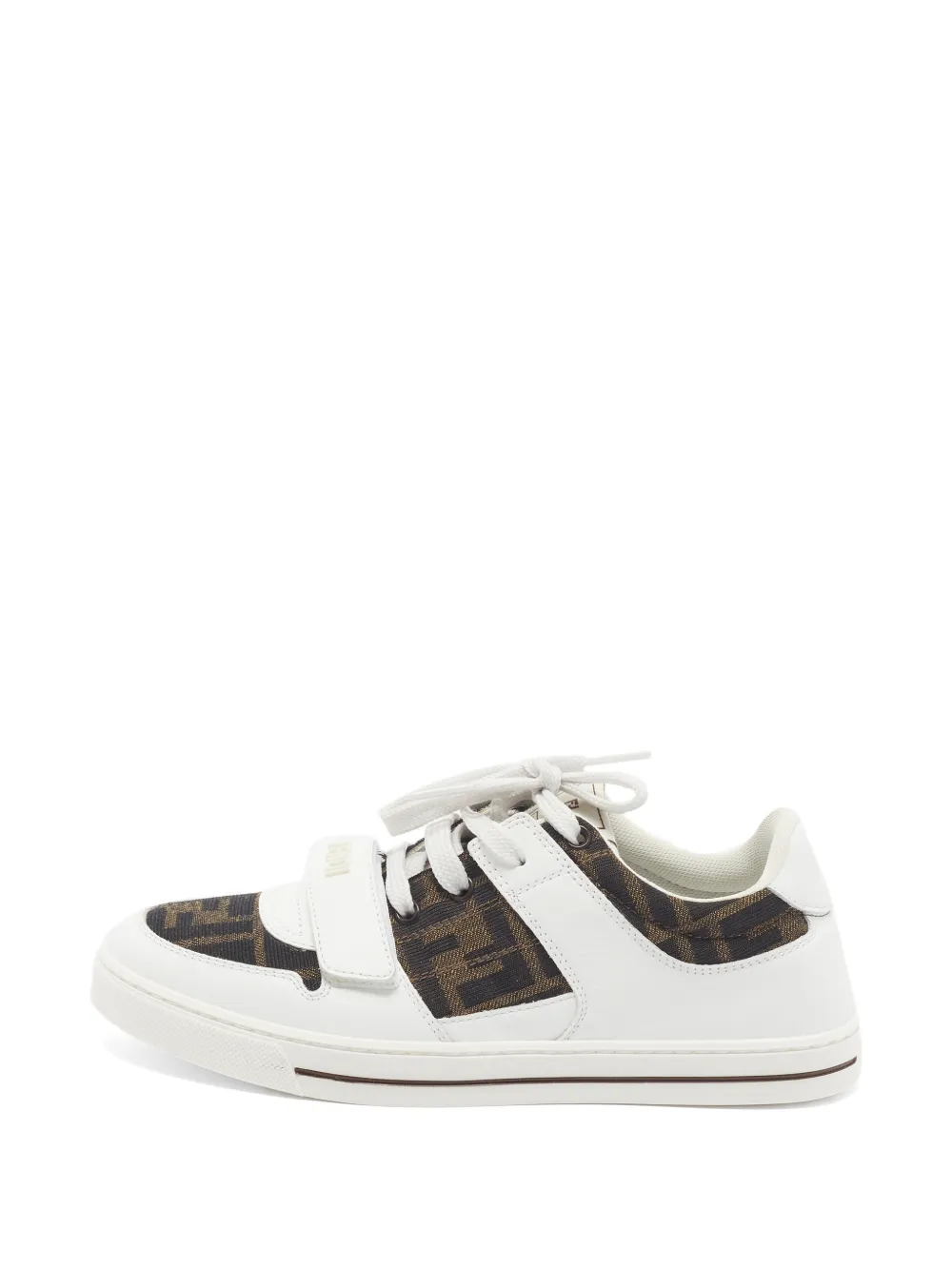 Fendi Pre-Owned FF jacquard leather sneakers - Bianco