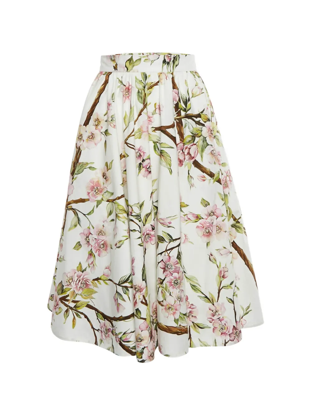 Dolce & Gabbana Pre-Owned floral-print flared midi skirt - Bianco