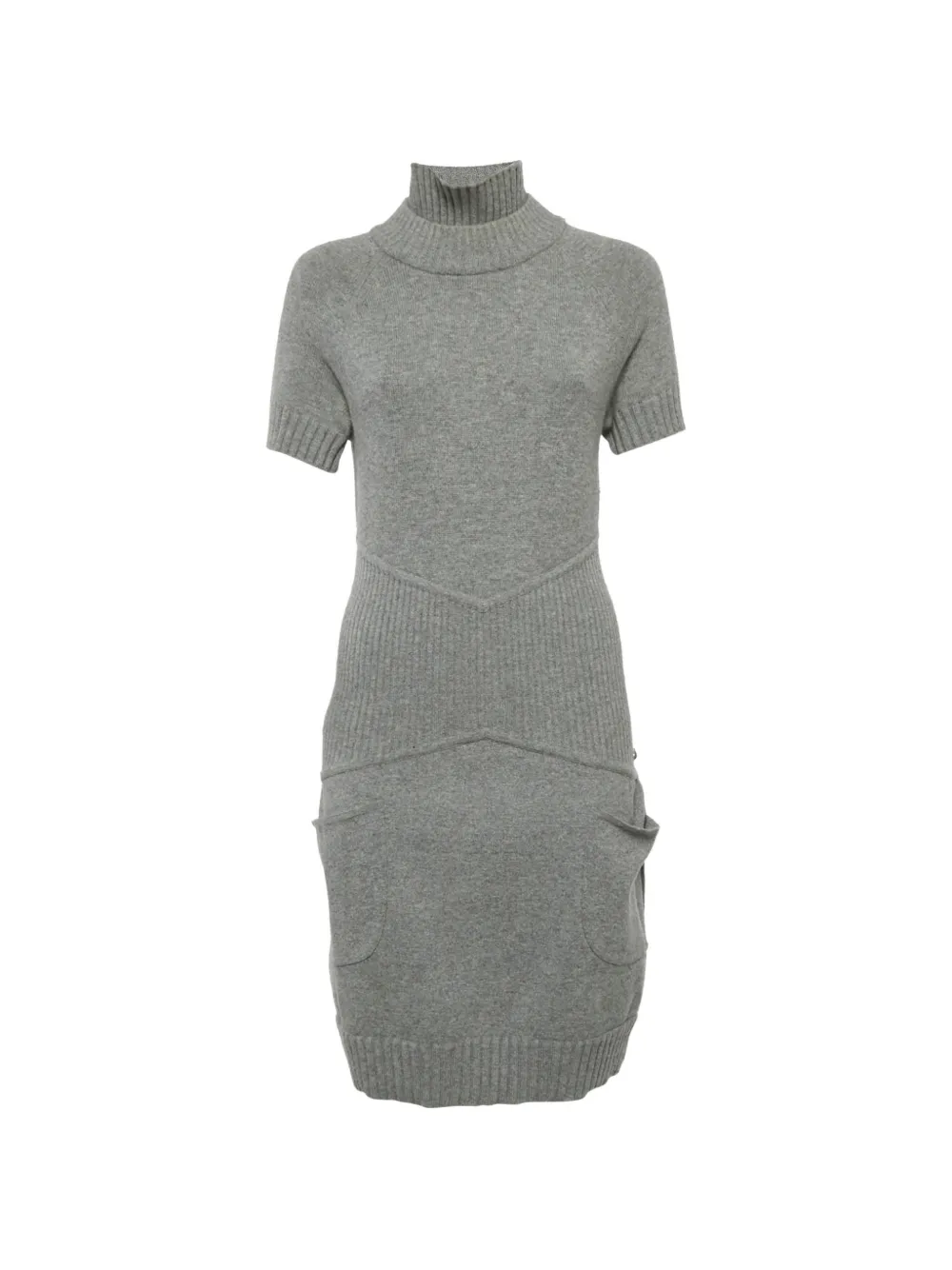 CHANEL Pre-Owned turtleneck short-sleeve midi dress - Grigio