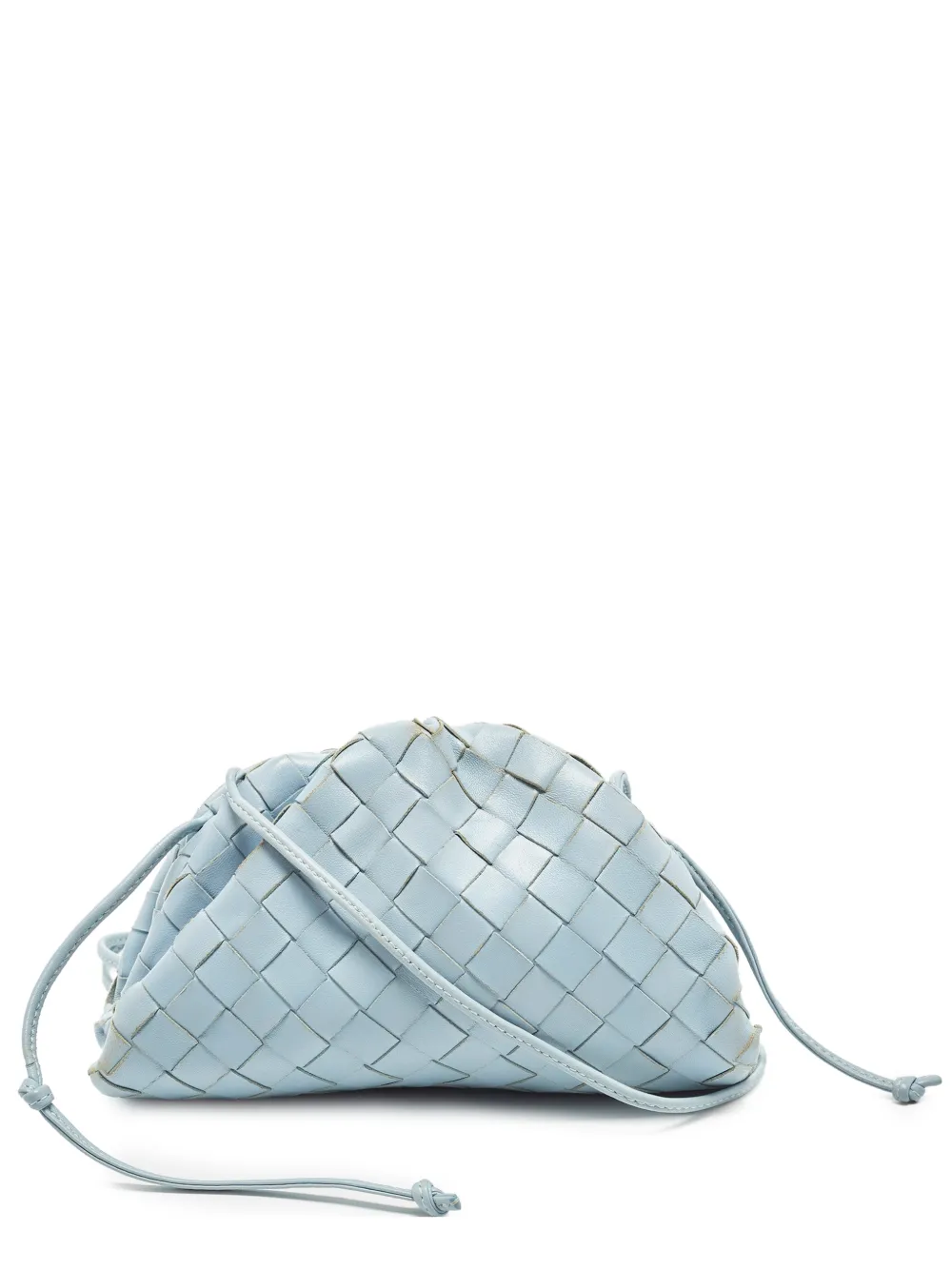 Bottega Veneta Pre-Owned Bottega Veneta The Pouch Mini Light Blue Intrecciato Leather Bag