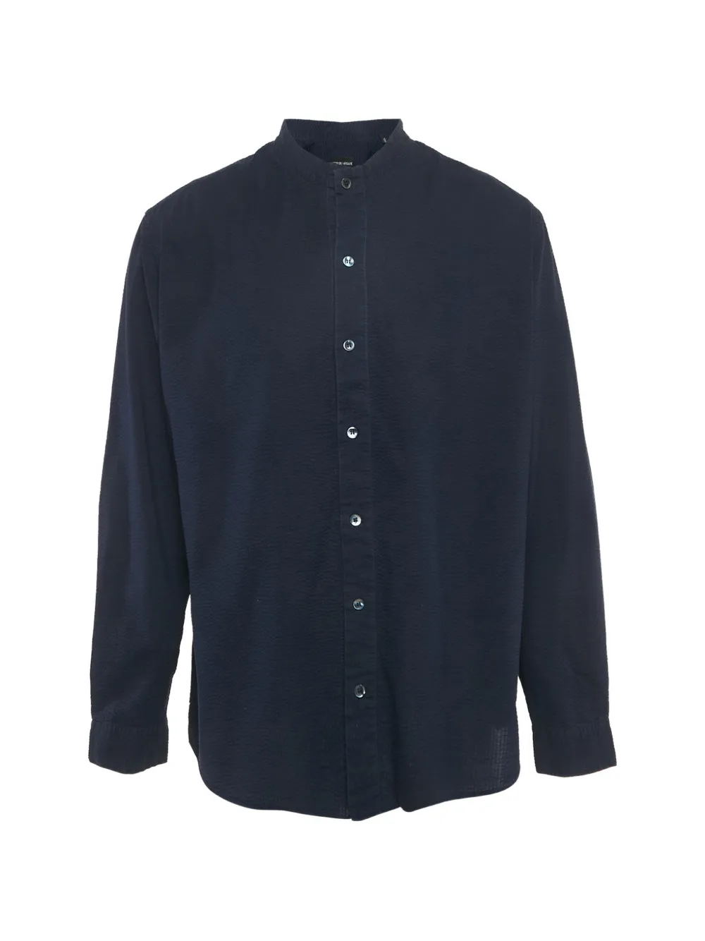 Giorgio Armani Pre-Owned Giorgio Armani Navy Blue Crinkled Cotton Button Front Shirt 4XL