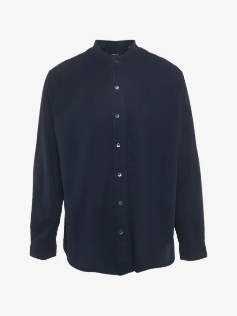 Giorgio Armani Pre-Owned Giorgio Armani Navy Blue Crinkled Cotton Button Front Shirt 4XL