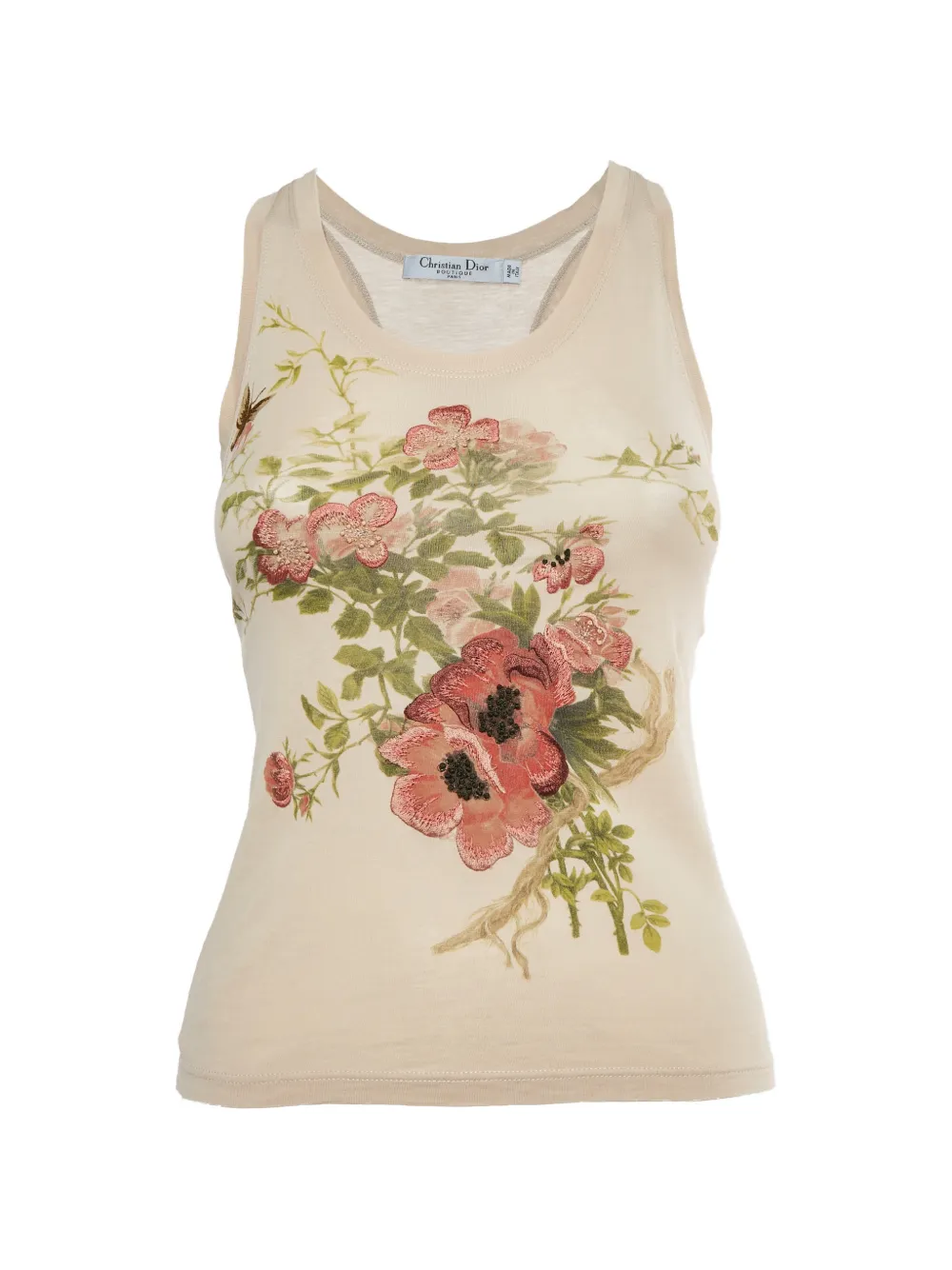 Christian Dior Pre-Owned Top con ricamo a fiori anni 2000 - Toni neutri