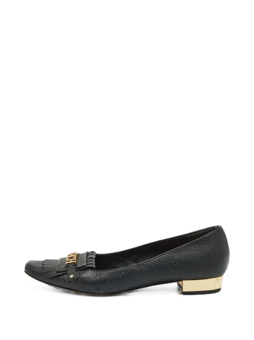 Carolina Herrera Vintage Fransen-Ballerinas mit Logo-Schild - Schwarz
