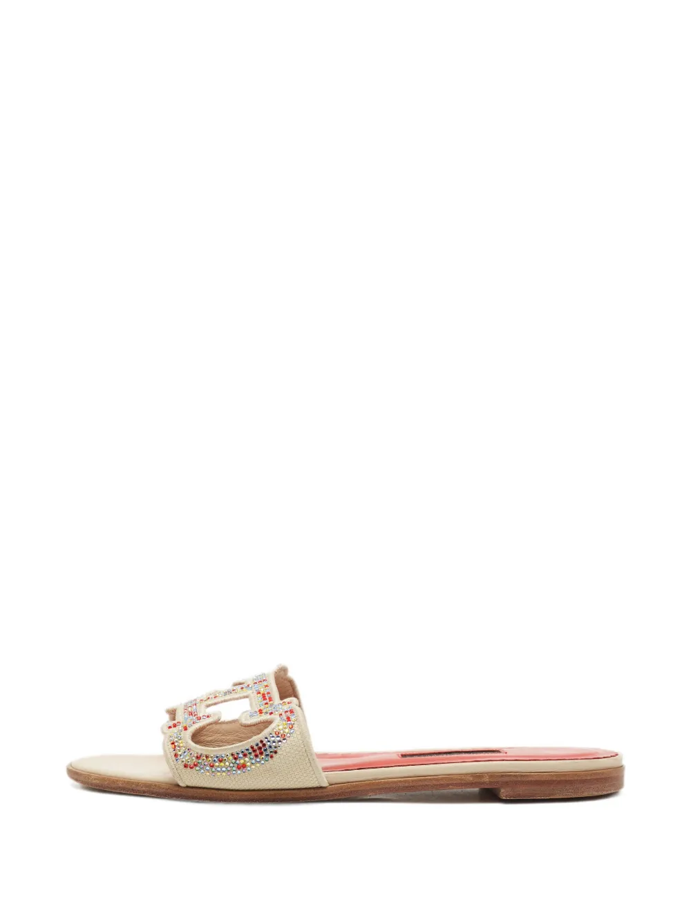 Carolina Herrera Vintage Sandali slides CH con cristalli - Toni neutri