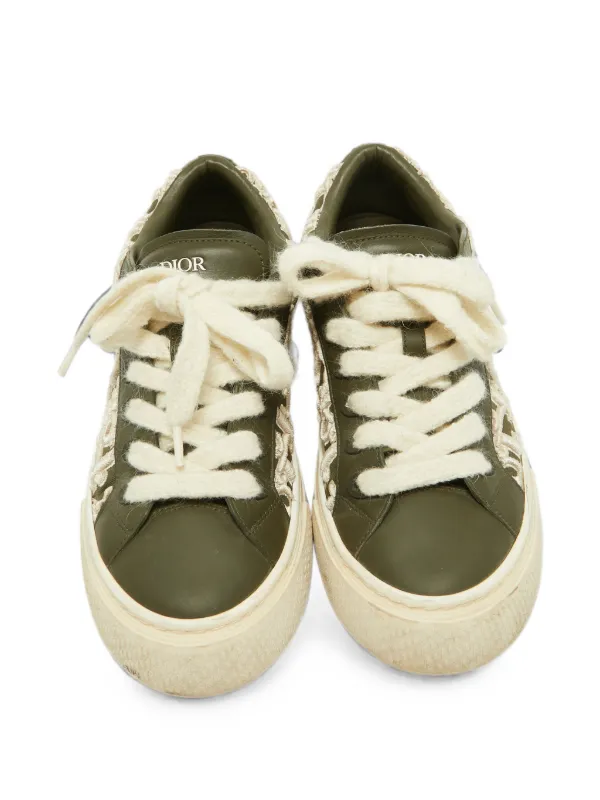 Christian Dior Pre-Owned B33 lace-up Sneakers | Green | FARFETCH Christian Dior Pre-Owned B33 lace-up Sneakers | Green | FARFETCH