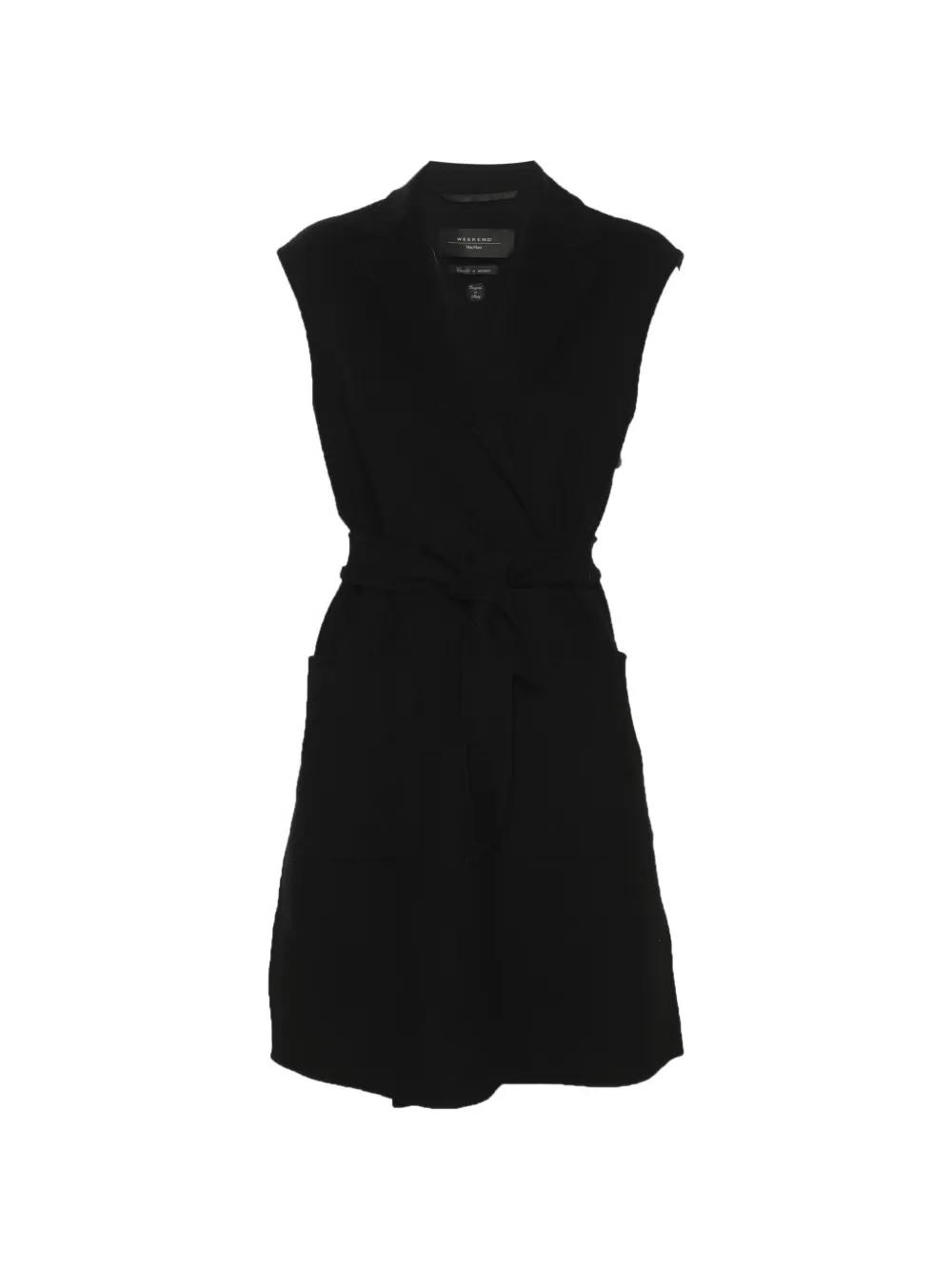 Max Mara belted sleeveless coat - Black