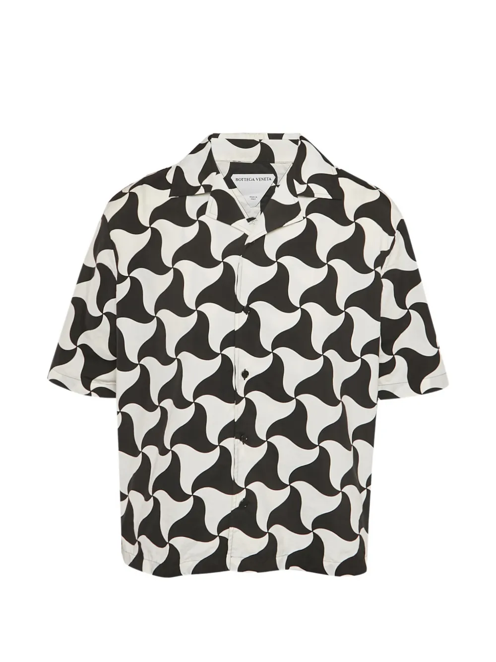 Pre-owned Bottega Veneta Patterned Bowling Shirt In Black