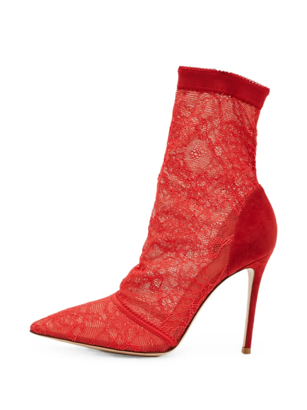 Gianvito Rossi lace pointed-toe ankle boots - Red
