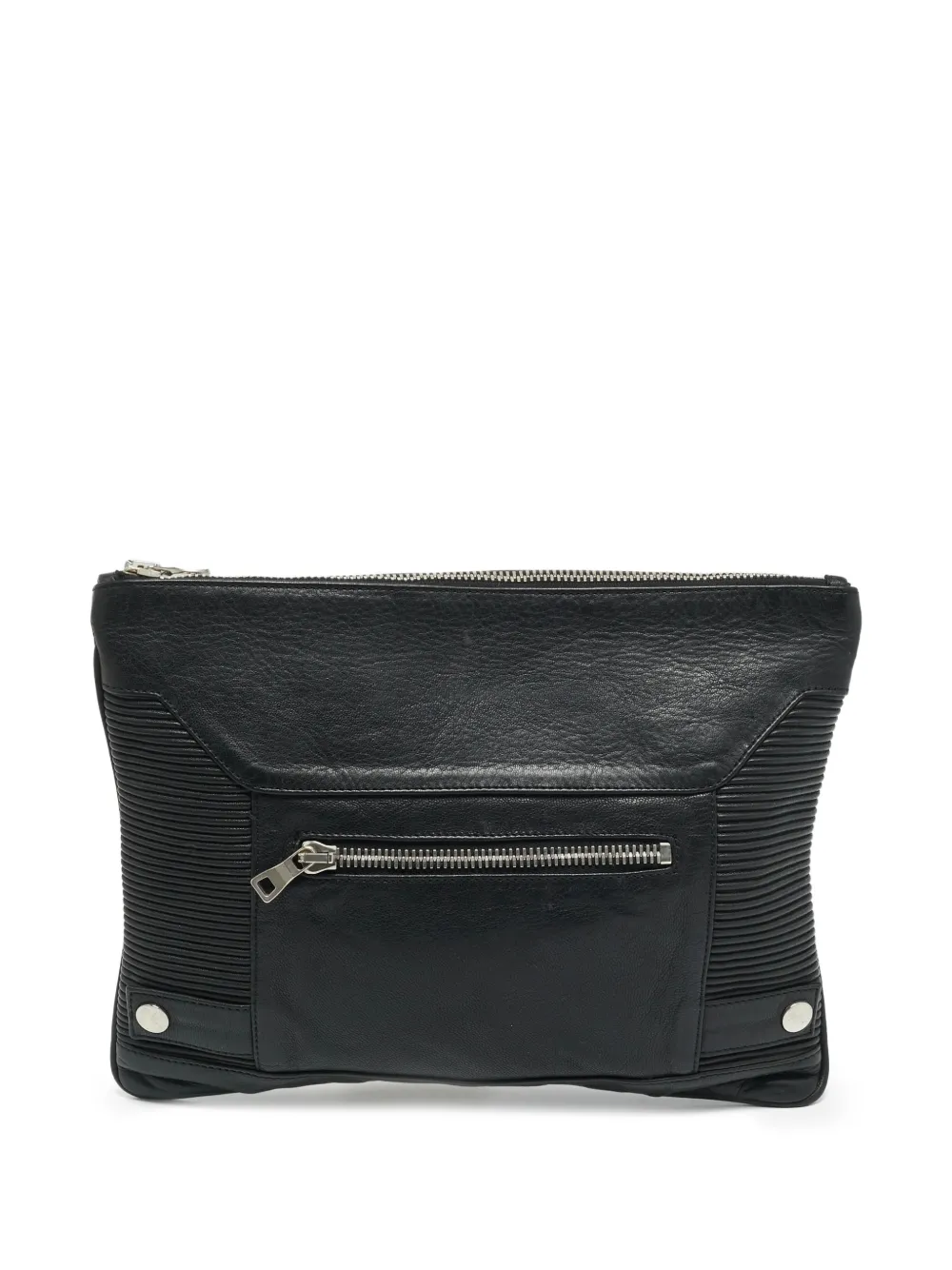 Balmain Pre-Owned Biker leather clutch bag - Black