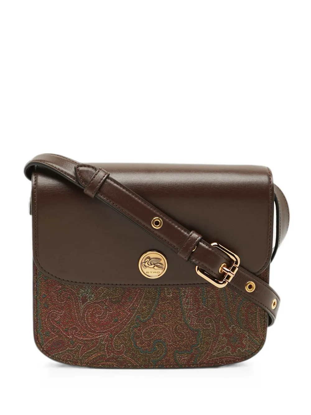 Etro Pre-Owned Tracolla paisley-print leather-trim shoulder bag - Marrone