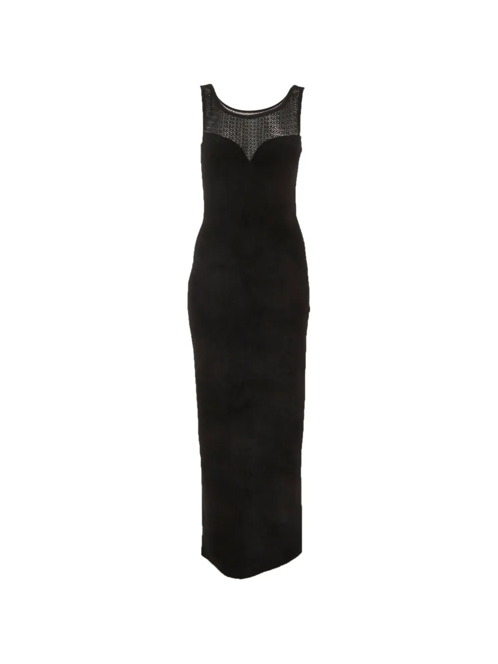 Alaïa Pre-Owned crochet-paneled sleeveless midi dress - Nero