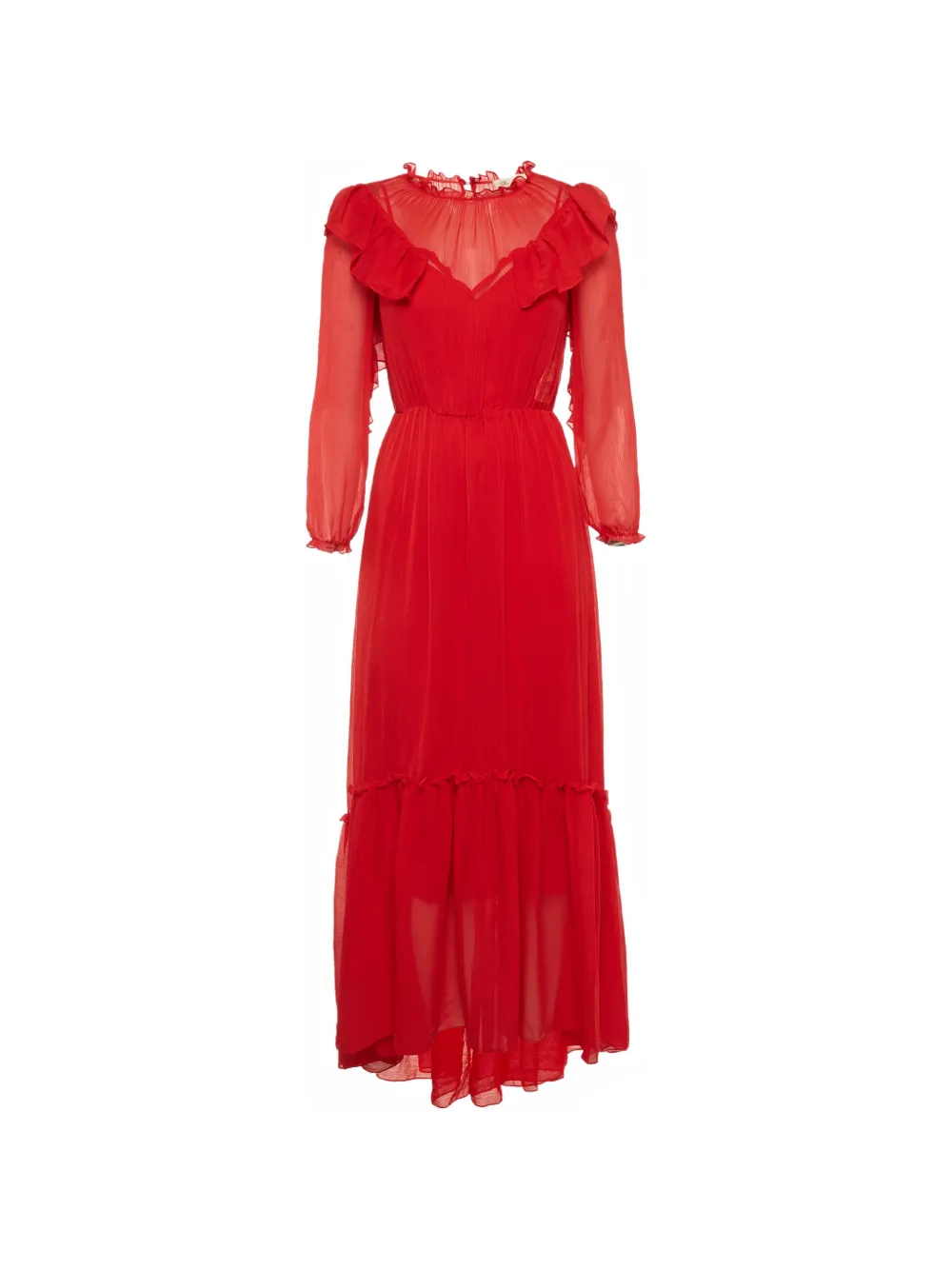 Maje ruffle-detail maxi dress - Rosso