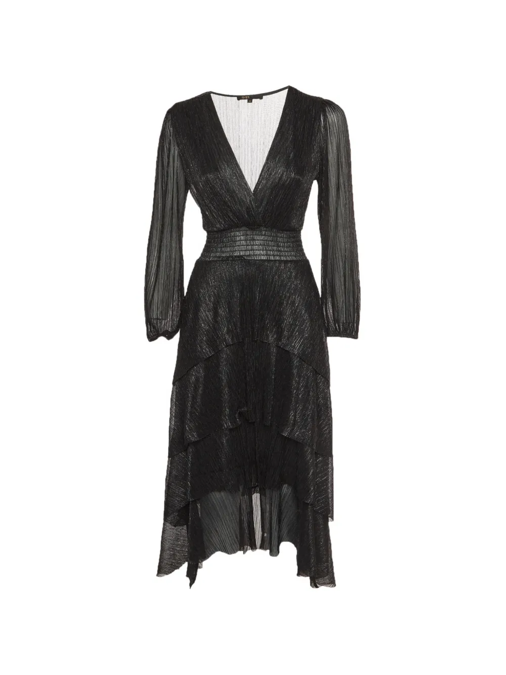Maje asymmetric tiered midi dress - Nero